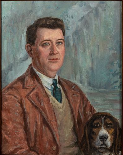 Anne Taylor Nash, Portrait of a Gentleman & Dog, O/C