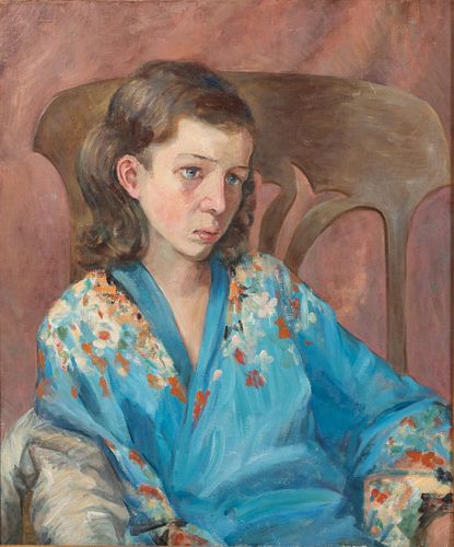 Anne Taylor Nash, Girl in Blue Floral Robe, O/C