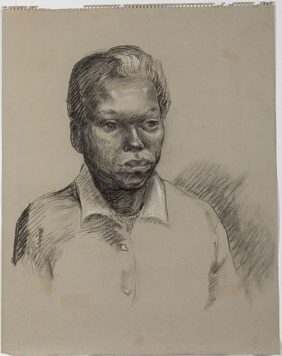 Helen Hatch Inglesby, Portrait Study, Charcoal