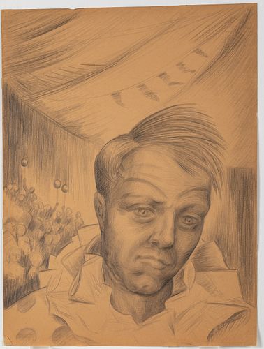 Helen H. Inglesby, Portrait of a Man, Pencil, 1953
