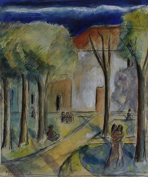 Victor Manuel (Cuba, 1897-1969)  Paisaje, watercolor on paper, image size: 9 1/2 x 8 in.