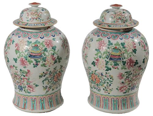 Pair Finely Enameled Famille Rose