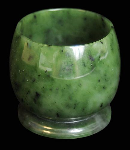 Finely Carved Spinach Jade Footed