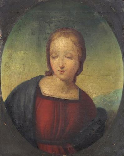 After Raphael. 19th C. Oil on Canvas. "Vierge".