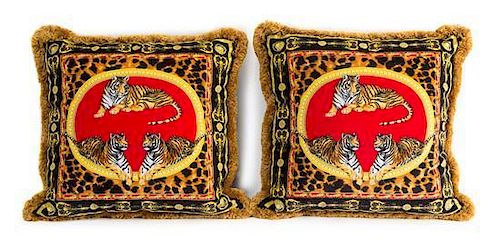 * A Pair of Versace Pillows. Height 15 1/2 x width 15 1/2 inches.