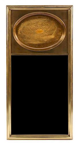 A Brass Clad Mirror, Bernard Rohne for Mastercraft Height 55 x width 27 1/2 inches.