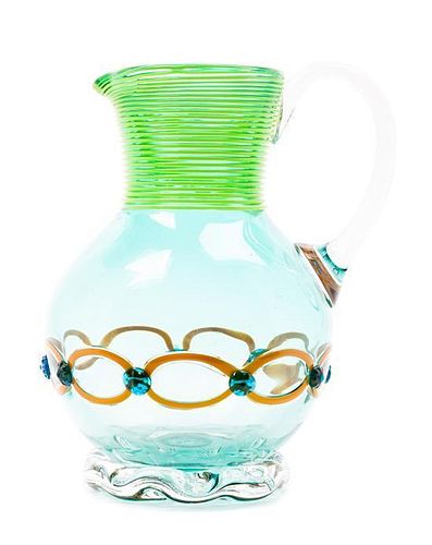 An American Threaded Glass Pitcher Height 8 inches.