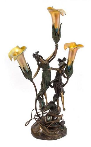* An Art Nouveau Lamp. Height 21 3/4 inches (without shade).