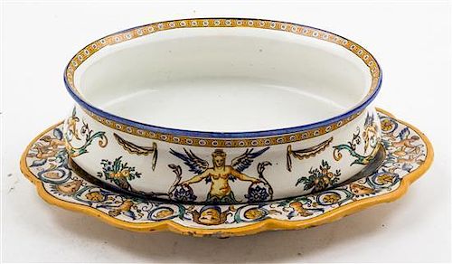 * An Italian Faience Tray Width of first 15 1/2 inches.