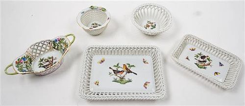 A Group of Herend Porcelain Baskets Width of largest 8 1/4 inches.