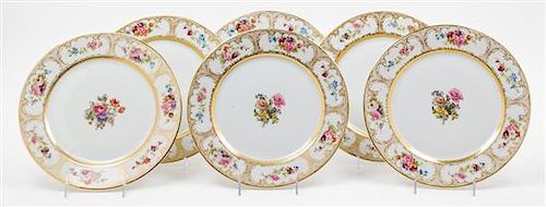 * A Set of Six Limoges Porcelain Plates Diameter 10 1/2 inches.