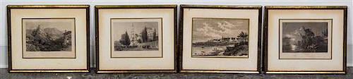 A Group of Continental Engravings Height 11 x width 13 1/4 inches (framed).