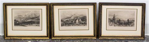 A Group of Continental Engravings Height 11 x width 13 1/4 inches (framed).