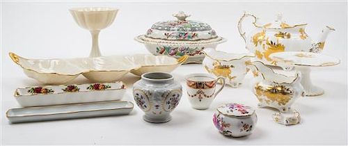 A Collection of English and Continental Porcelain Articles Height of first 6 inches.