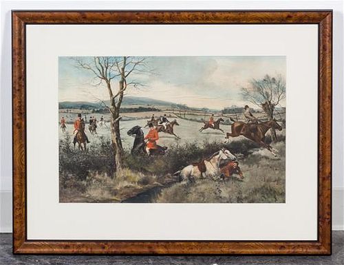 An English Hunt Scene Height 13 x width 20 inches.