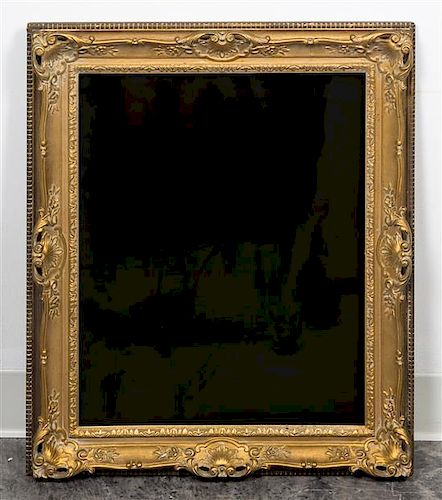 A Victorian Style Giltwood Mirror Height 29 x width 21 inches.