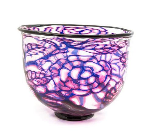 A Swedish Glass Graal Bowl, Eva Englund (1937-1998) for Orrefors Height 8 3/4 inches.