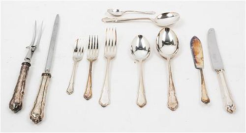 An English Silver-Plate Flatware Service. Length of longest 12 1/2 inches.