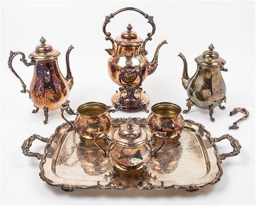An American Silver-Plate Coffee Service Width of tray over handles 24 1/2 inches.