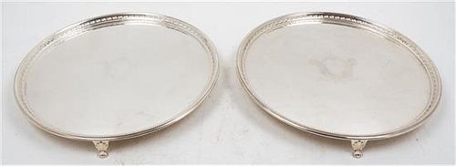 A Pair of English Silver-Plate Salvers Diameter 14 inches.