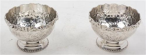 A Pair of English Silver-Plate Footed Bowls Diameter 6 1/2 inches.