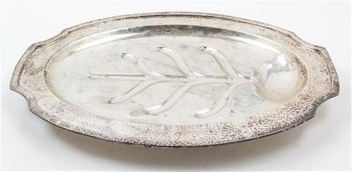 A Silver-Plate Well and Tree Serving Tray. Length 19 inches.