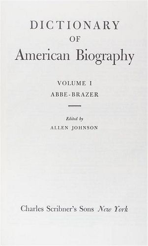 JOHNSON, ALLEN, ed.  Dictionary of American Biography. New York, [1928-1937]. 16 vols.