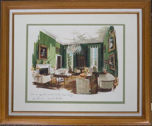 KENNEDY, JOHN F, Whitehouse Staff Christmas Card, 1963. Color Lithograph, after painting by Edward Lehman.