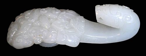 Fine Carved White Jade Dragon-Form
