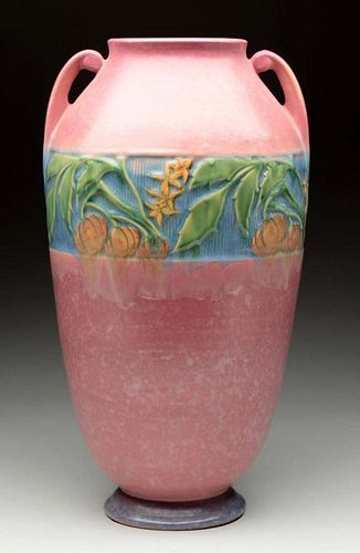 Pumpkin Roseville Pottery Vase.