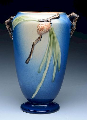 Roseville Pottery Blue Pine Cone Vase.