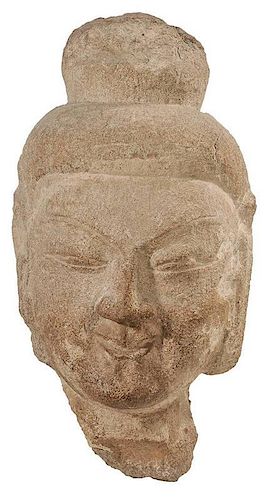 Antique Chinese Carved Stone Head