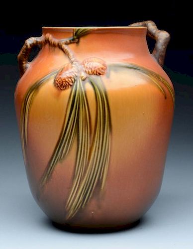 Brown Pinecone Roseville Vase.
