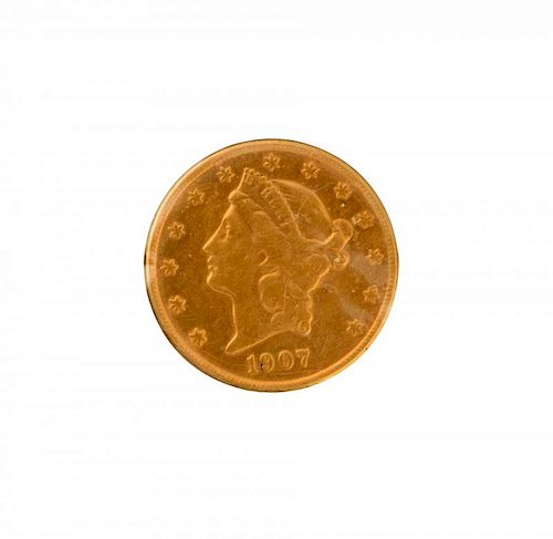 1907 S $20 Liberty Double Eagle Gold Coin.