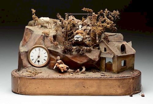 French Automated Diorama Musical Clock.