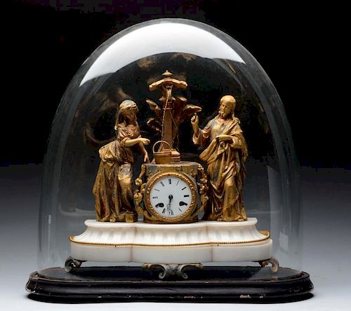 Glass Dome French Marble Base Shelf Clock.