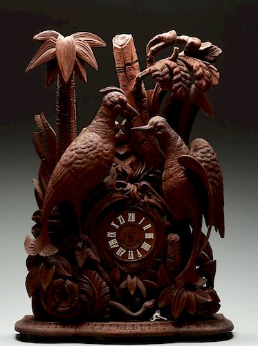 Black Forest Carved Birds Shelf Clock.