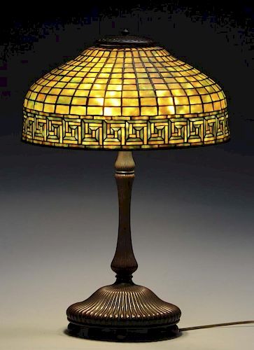 Tiffany Studios 16" Greek Key Lamp.
