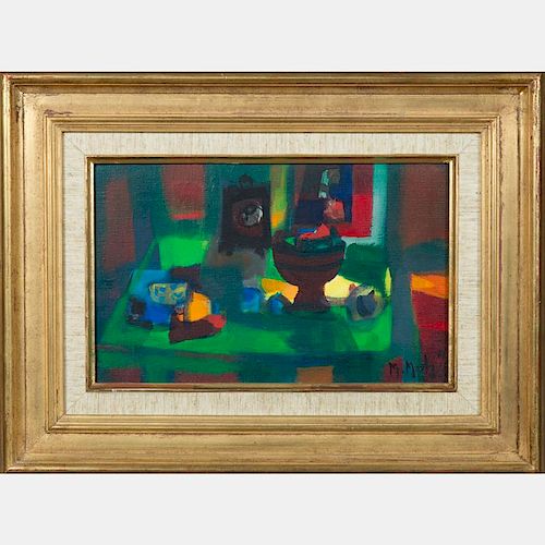 Marcel Mouly  (1918-2008) La Table Verte, Oil on canvas,