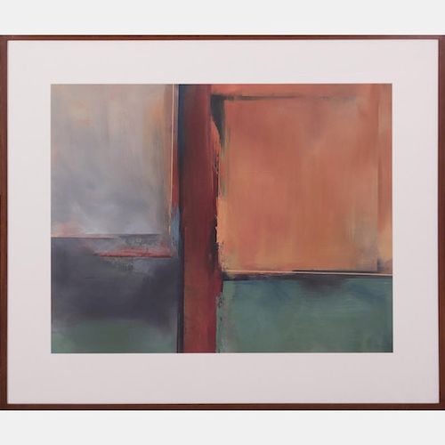 Kathleen Hammett (American, 20th Century) Untitled (Abstract of Peach, Green and Gray), Oil on paper,