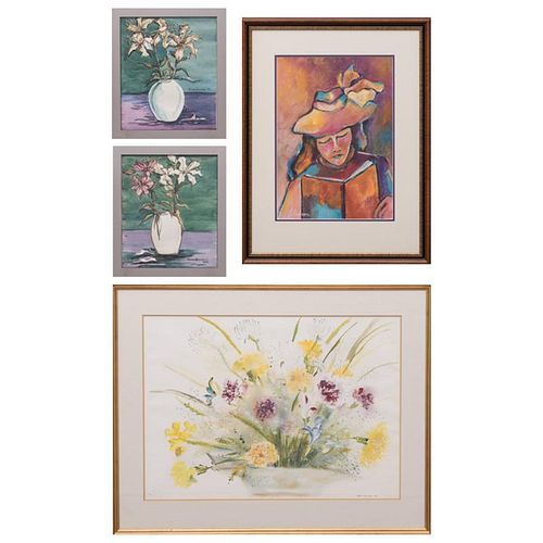 A Group of Four Watercolors by Various Artists, 20th Century,