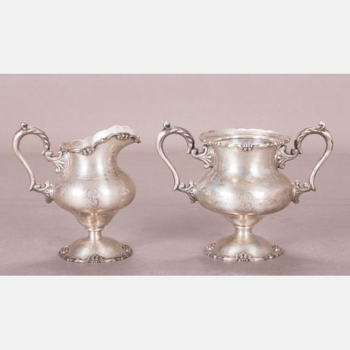 A Stieff Sterling Silver Creamer and Footed Bowl, 20th Century,
