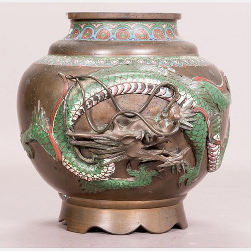 A Chinese Bronze and Cloisonné Dragon Vase, 19th/20th Century.