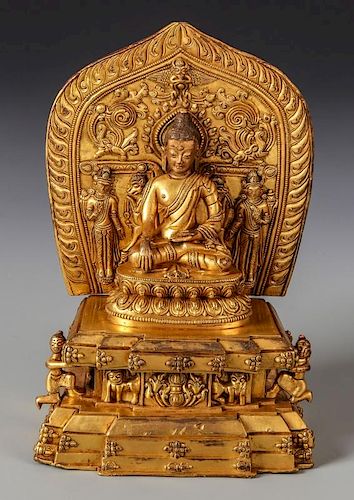 Fine Antique Sino Tibetan Bronze Gilt Buddha