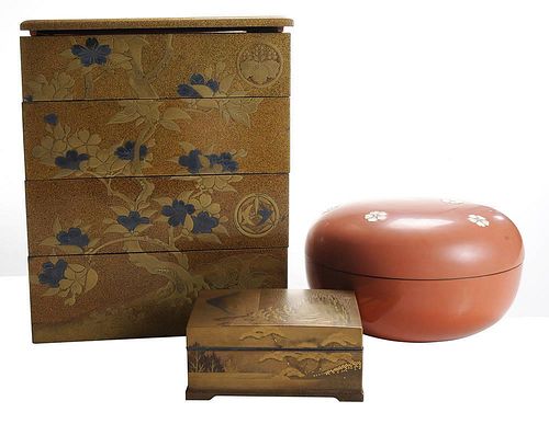 Group of Three Japanese Lacquered
