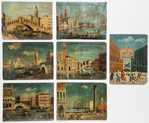 Italian School (20th C.) Group of 7 Paintings of Venice