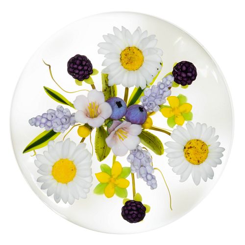 ANDREW BYERS (NEW ZEALANDER, XX/XXI) MIXED FLORAL BOUQUET PAPERWEIGHT,