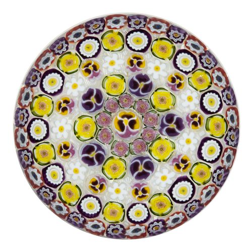 PARABELLE GLASS PG-199 / CONCENTRIC MILLEFIORI PAPERWEIGHT,