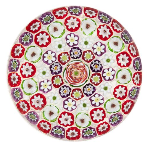 PARABELLE GLASS PG-316 / CONCENTRIC MILLEFIORI PAPERWEIGHT,