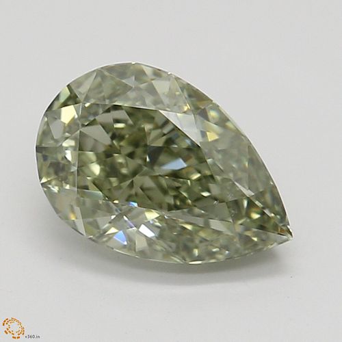 0.76 ct, Natural Fancy Grayish Yellowish Green Even Color, VS2, Pear cut Diamond (GIA Graded), Appraised Value: $22,200 